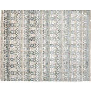 One-of-a-Kind Ikat Hand-Knotted Gray Area Rug