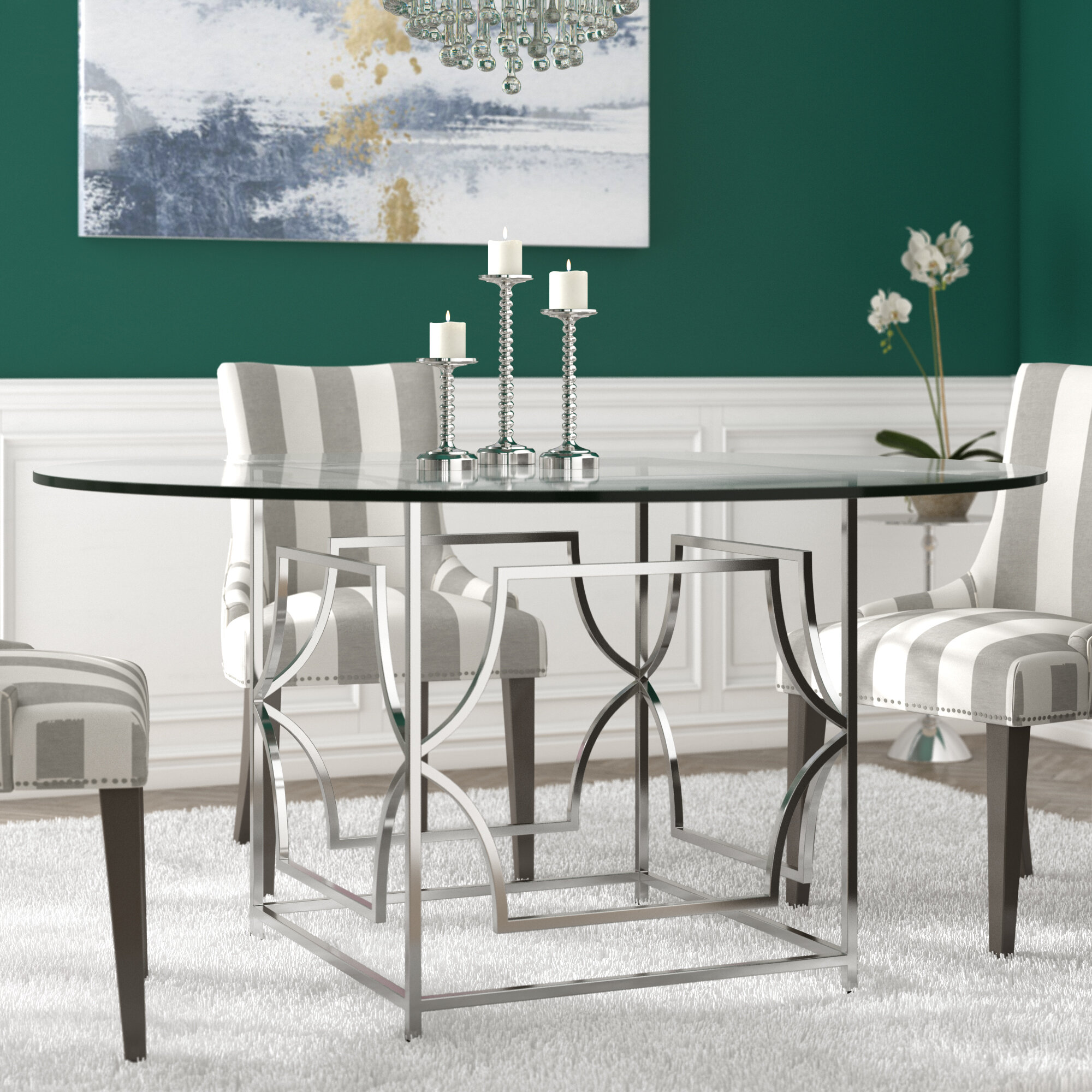 table furniture round glass table and 4 dining chairs set