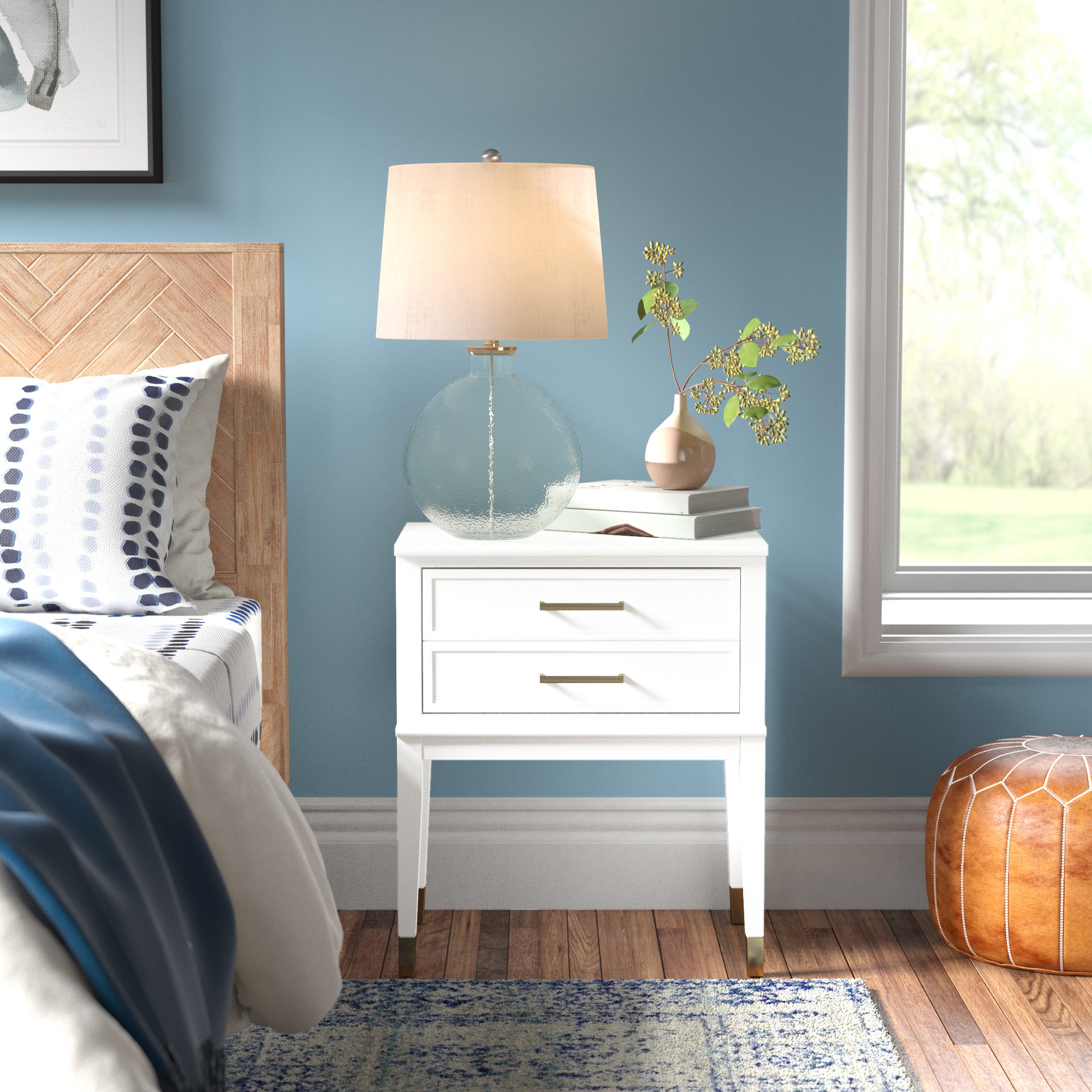 lamp on nightstand
