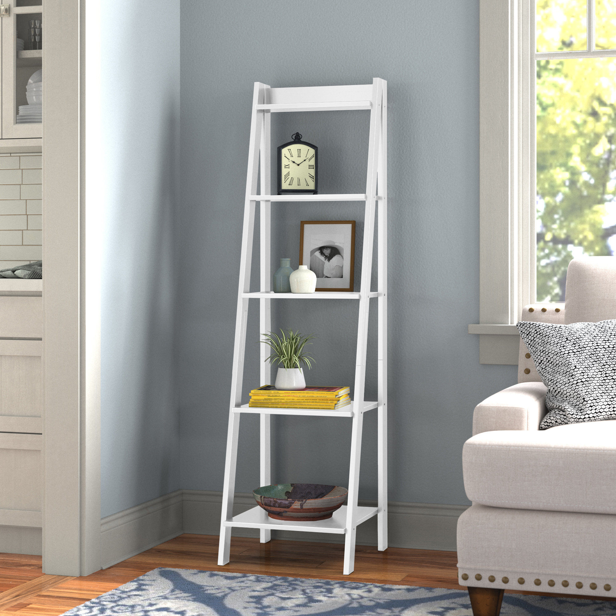 Ebern Designs Sashank 62.2'' H x 17.32'' W Solid Wood Ladder Bookcase & Reviews Wayfair