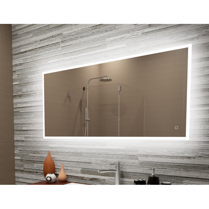 Bonanno Reflection Dimmable Led Lighted Frosted Edge Bathroom Vanity Mirror Bonanno Reflection Dimmable Led Lighted Frosted Edge Bathroom Vanity Mirror