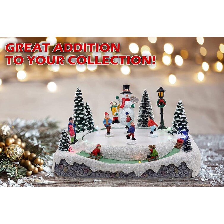 Christmas Village Skating Pond Animated Lighted Musical Snow Village Perfect Addition to Your Christmas Indoor Decorations & Holiday Displays 
