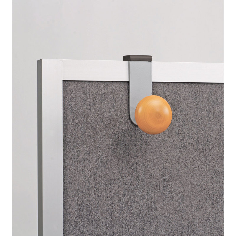 Cubicle Garment Peg, 1 Hook, 2-19/50 x 7-8/9 x 4-31/50, Metallic Grey