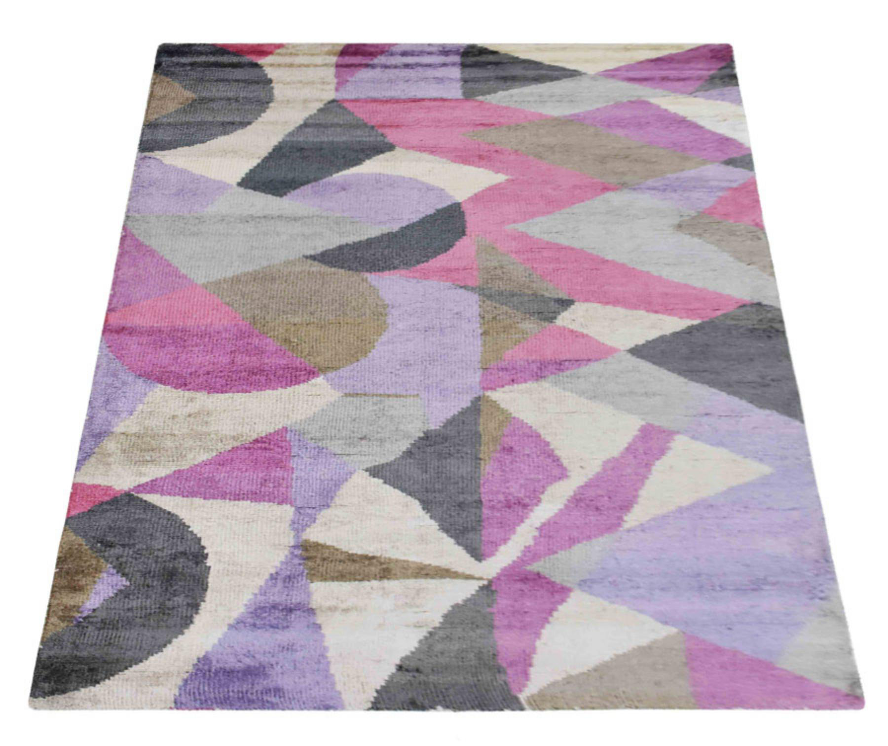 George Oliver Patchway Abstract Hand Knotted Purple Area Rug Wayfair