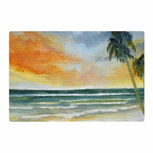 Rosie Brown End of Day Beach Green/Orange Area Rug