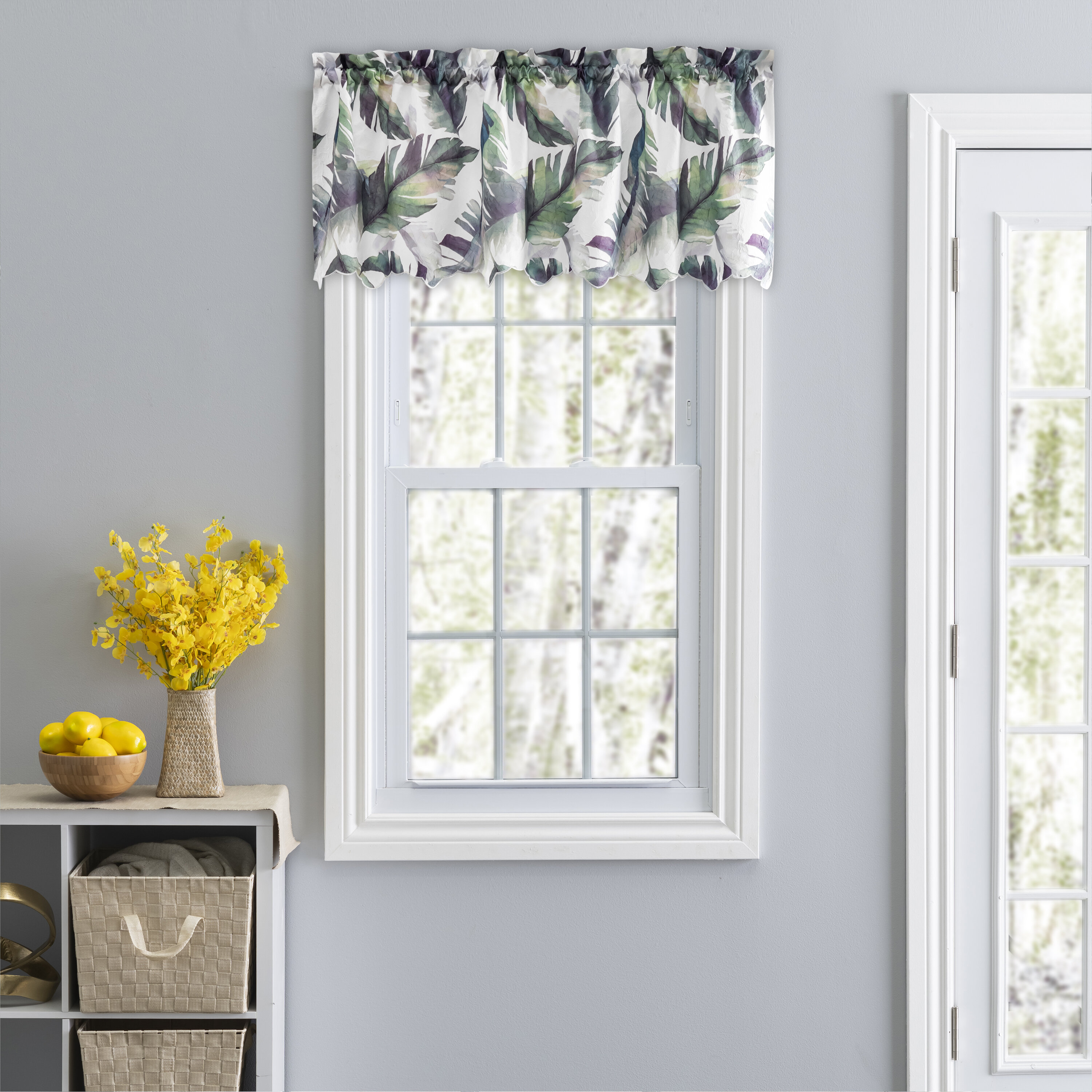 Bayou Breeze Degnan Floral Pointed 48'' Window Valance in Green | Wayfair