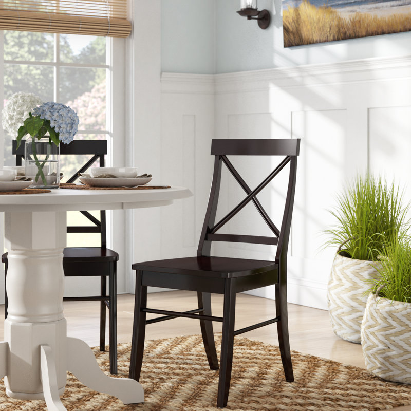 Beachcrest Home Melbourne Shores Solid Wood Cross Back Side Chair