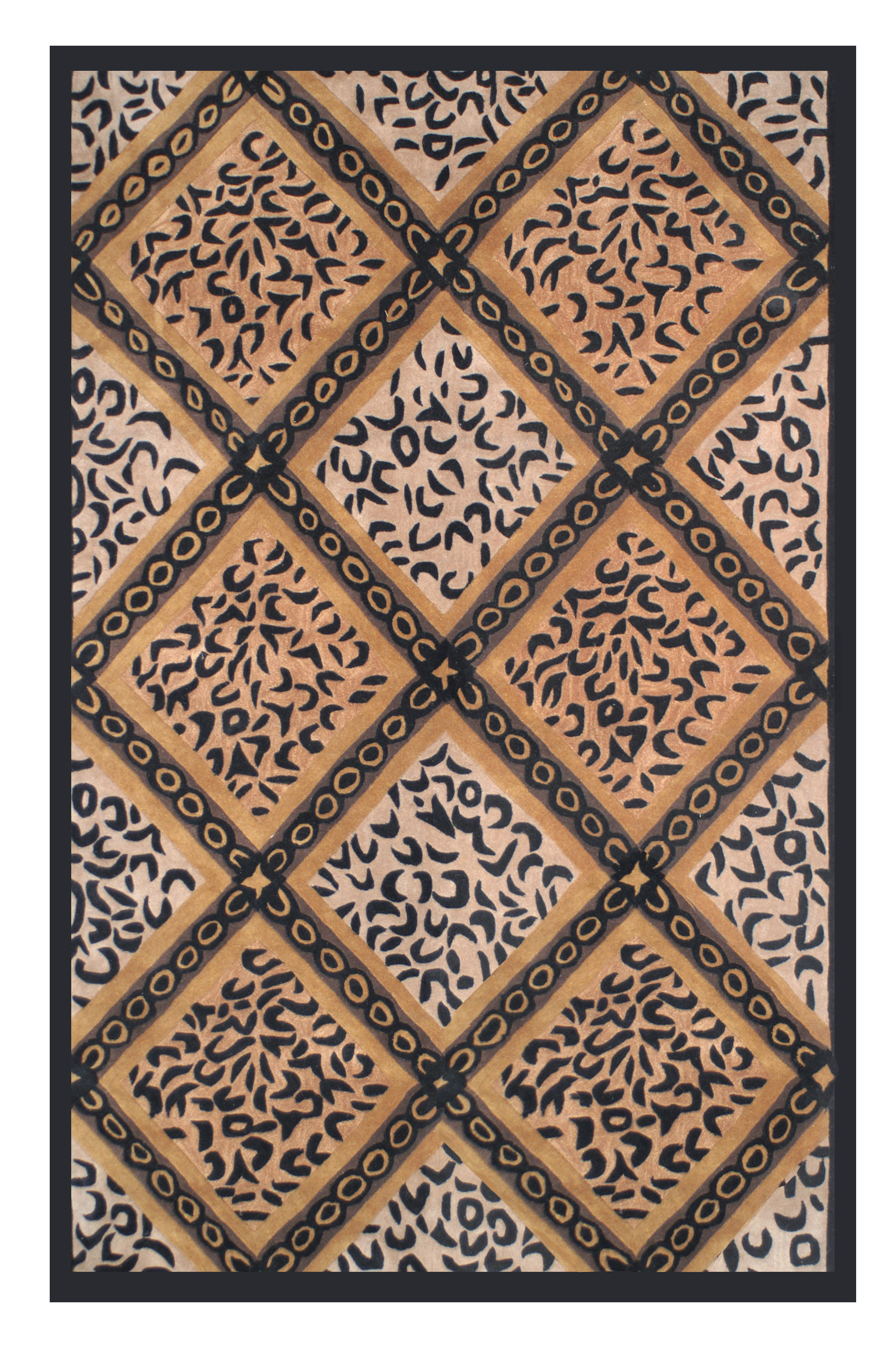 African Safari Skins Black Imperial Animal Area Rug