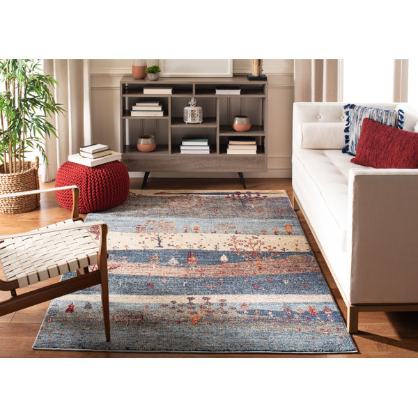 Millwood Pines Kuehl Cream Navy Area Rug Wayfair