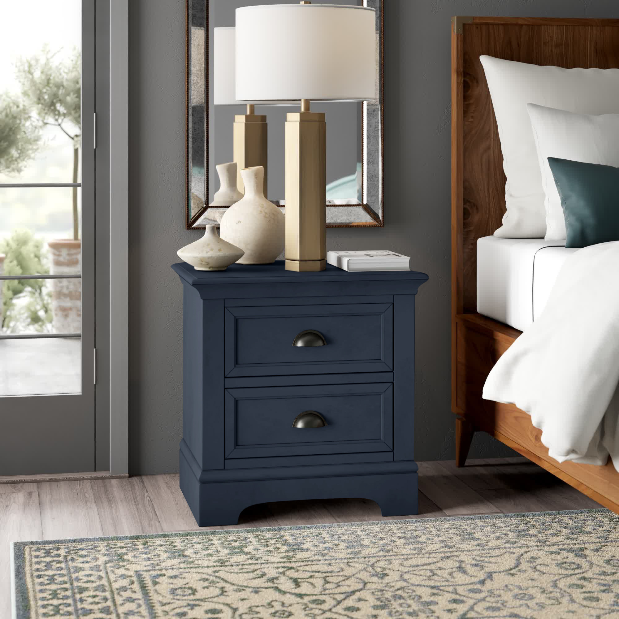 blue nightstands with drawers