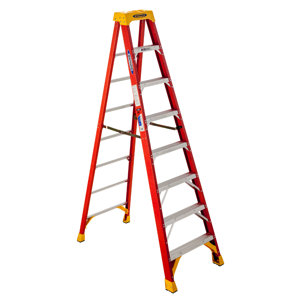 8 ft Fiberglass Step Ladder with 300 lb. Load Capacity
