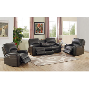 Woodhull Leather 3 Piece Living Room Set by Red Barrel Studio