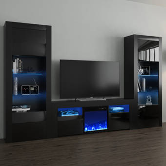 Orren Ellis Earle Set 145ef Bk Bk Electric Fireplace Modern Wall