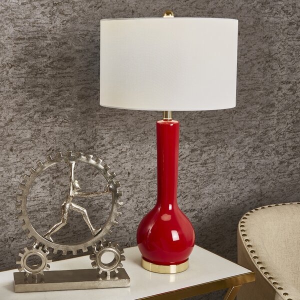 red ceramic table lamp