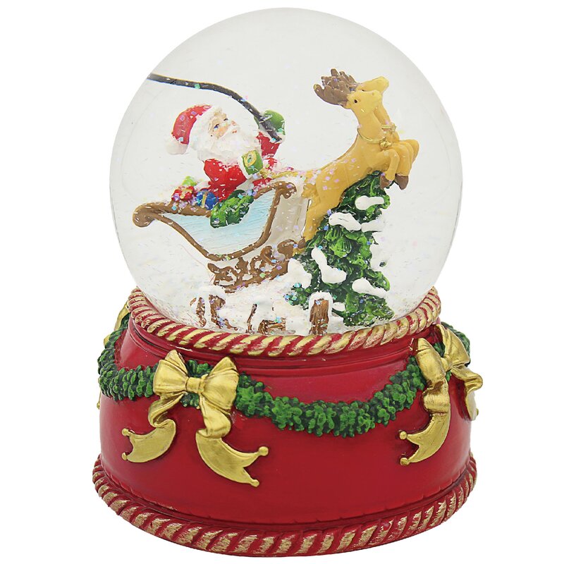 The Seasonal Aisle Santa and Reindeer Snow Globe | Wayfair.co.uk