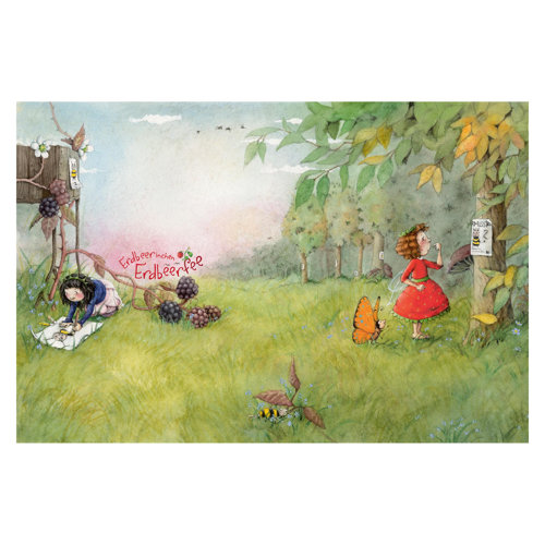 Strawberry Fairy - Missing Bee 2.25m x 3.36m Textured Matte Peel & Stick Wall Mural East Urban Home