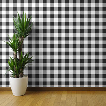 Ebern Designs Black And White Buffalo Plaid Peel And Stick