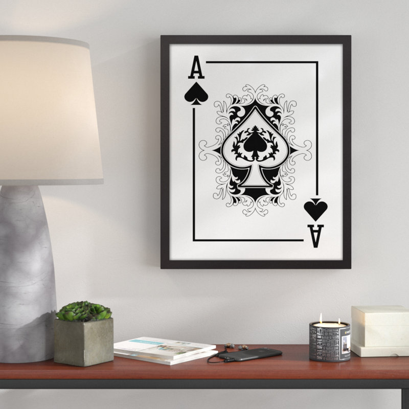 Ivy Bronx Ace Of Spades Playing Card Framed Graphic Art Print On Canvas Wayfair