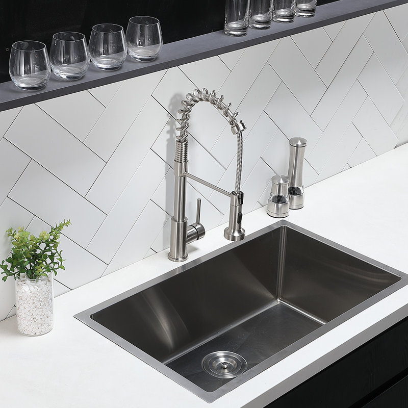 Vapsint Pull Down Single Handle Kitchen Faucet With Side Spray Reviews Wayfair