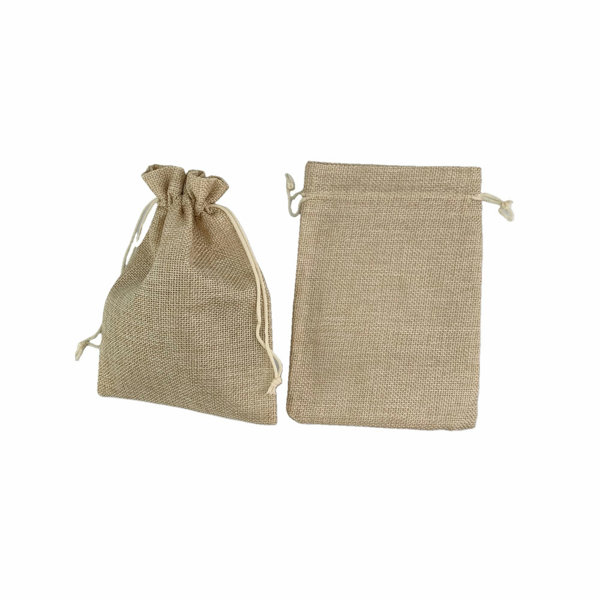Linen Jute Sack Hessian Burlap Drawstring Bag Jewelry Gift Pouch Party 