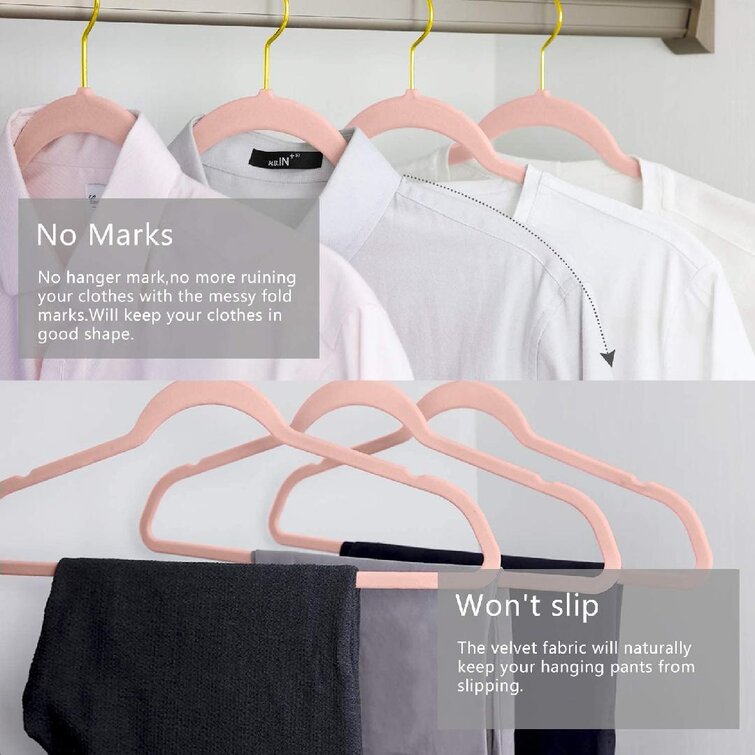 Premium Velvet Hang No Shoulder Bumps Clothes Hangers Suit Hooks Non Slip 50 Pcs 