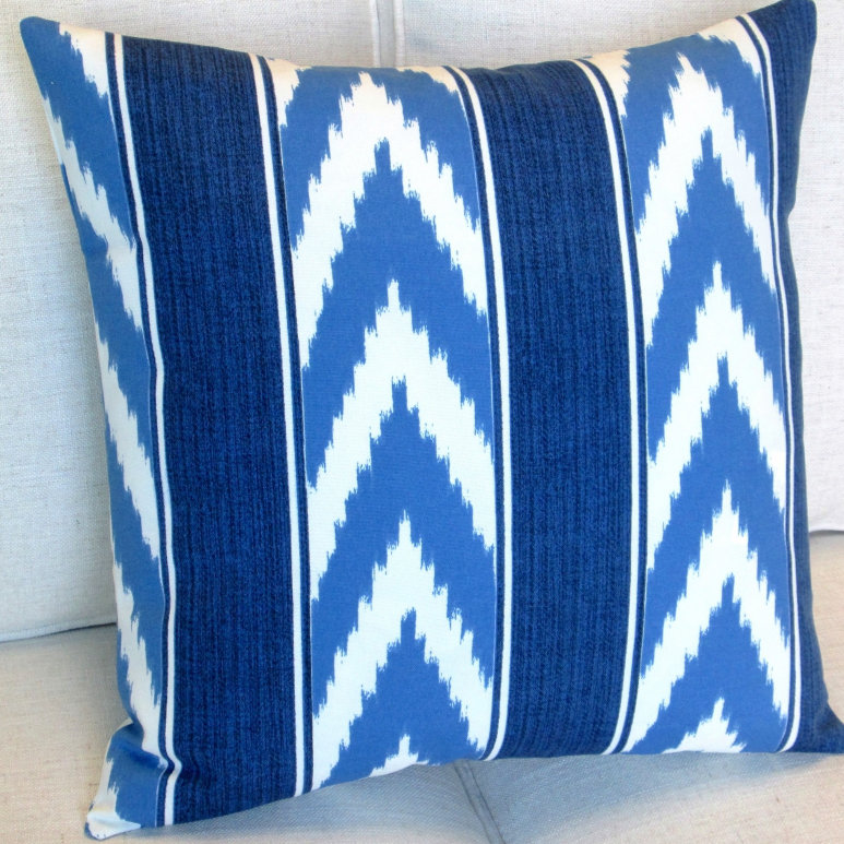 Artisan Pillows Ikat Stripe Cornflower Outdoor Pillow Cover Wayfair