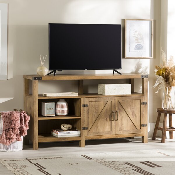 Brown Natural Home Accent Furnishings New 58 Inch Sliding Barn Door Television Stand 