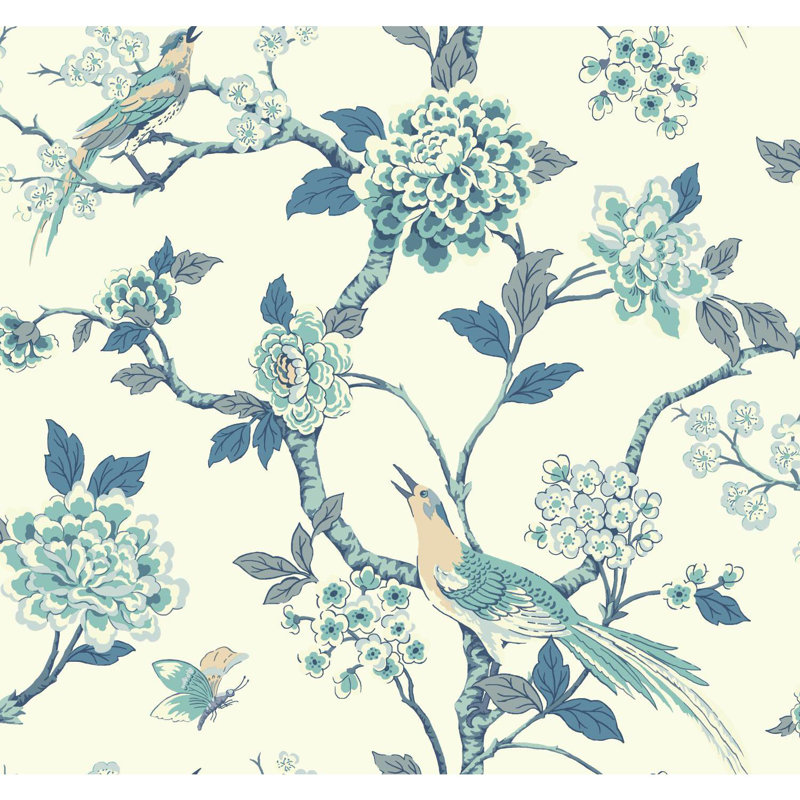 York Wallcoverings Ashford Toiles Fanciful Floral 27' L x 27" W Wallpaper Roll & Reviews | Perigold