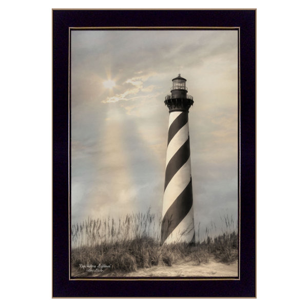 LIGHTHOUSE STORM BLACK WHITE MODERN CANVAS PRINT READY TO HANG