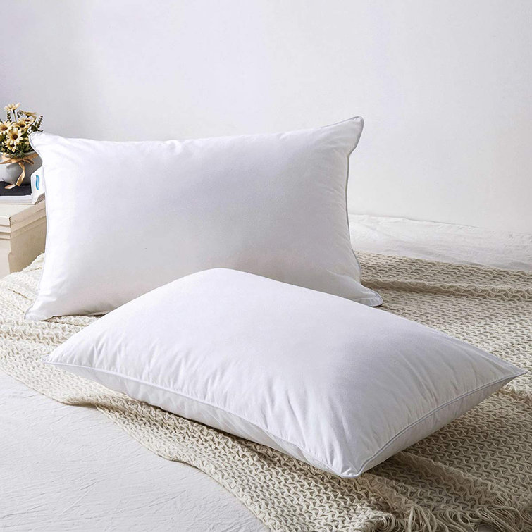 Alwyn Home Feather & Down Fill Bed Pillows - Set Of 2 – Firm, Medium  Support, Best For Back & Side Sleeping – 100% Cotton Shell (King)