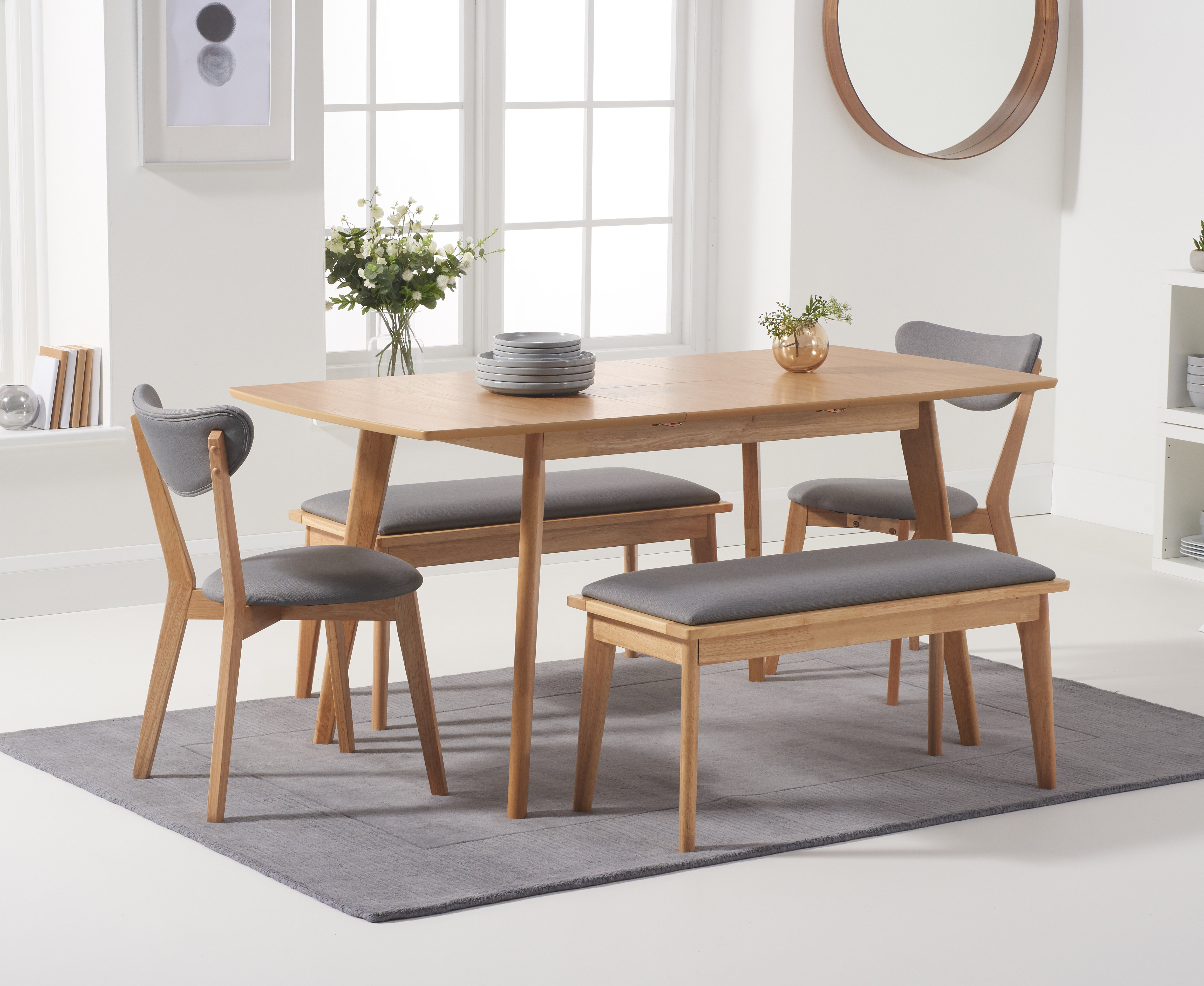 Mikado Living Lowville Extendable Dining Set With 2 Benches And 2