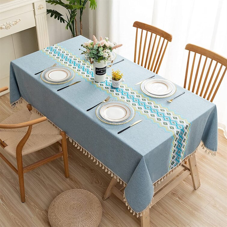 Plaid Simple Tablecloth Solid Color Tassel Coffee Table Cover Dining Table Cloth