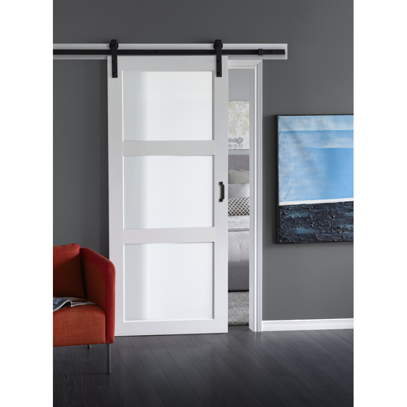 Renin Manufactured Wood And Glass Barn Door With Installation Hardware Kit Reviews