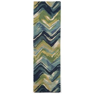 Terrill Chevron Blue/Green Area Rug