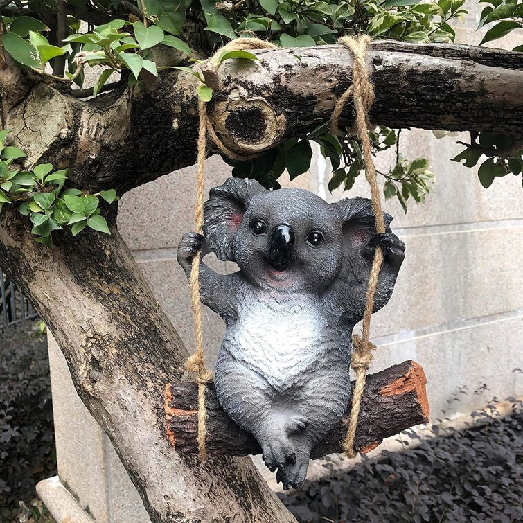 Fashion Swinging Koala Bear Hanging Statue Outdoor Figurines For Garden Decor 