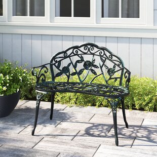 for Patio Lawn Square Cast Iron Frame and Anticorrosive Wood Garden Bench Retro Porch Bench with Backrest Armrest Outdoor Metal Park Bench