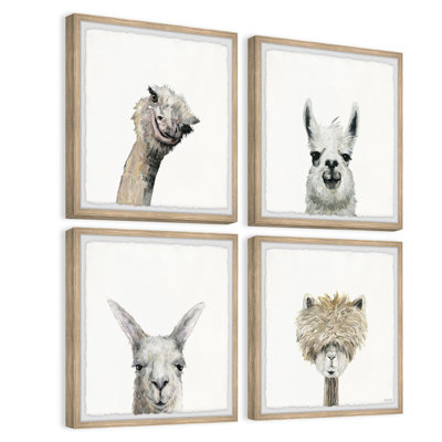 Cameron Exotic Animals 4 Piece Framed Art Set with Deckled Edges Isabelle  Max Size 18 H x 18 W x 15 D
