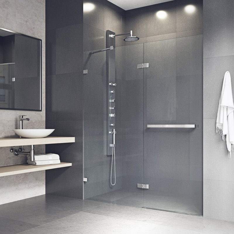 Vigo Nyos 60 W X 72 W Hinged Frameless Shower Door With Magnalock Technology Wayfair