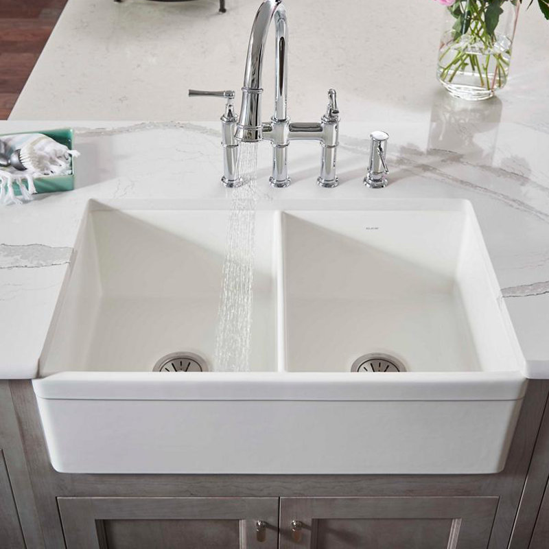Elkay 33 L X 20 W Double Basin Farmhouse Kitchen Sink Reviews 33 L X 20 W Double Basin Farmhouse Kitchen Sink