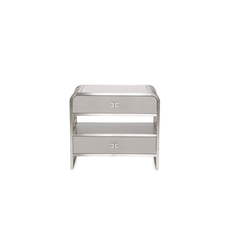 Michael Amini Jayne Seymour Living Roxbury Park 2 Drawer Metal Nightstand In Stainless Steel Wayfair