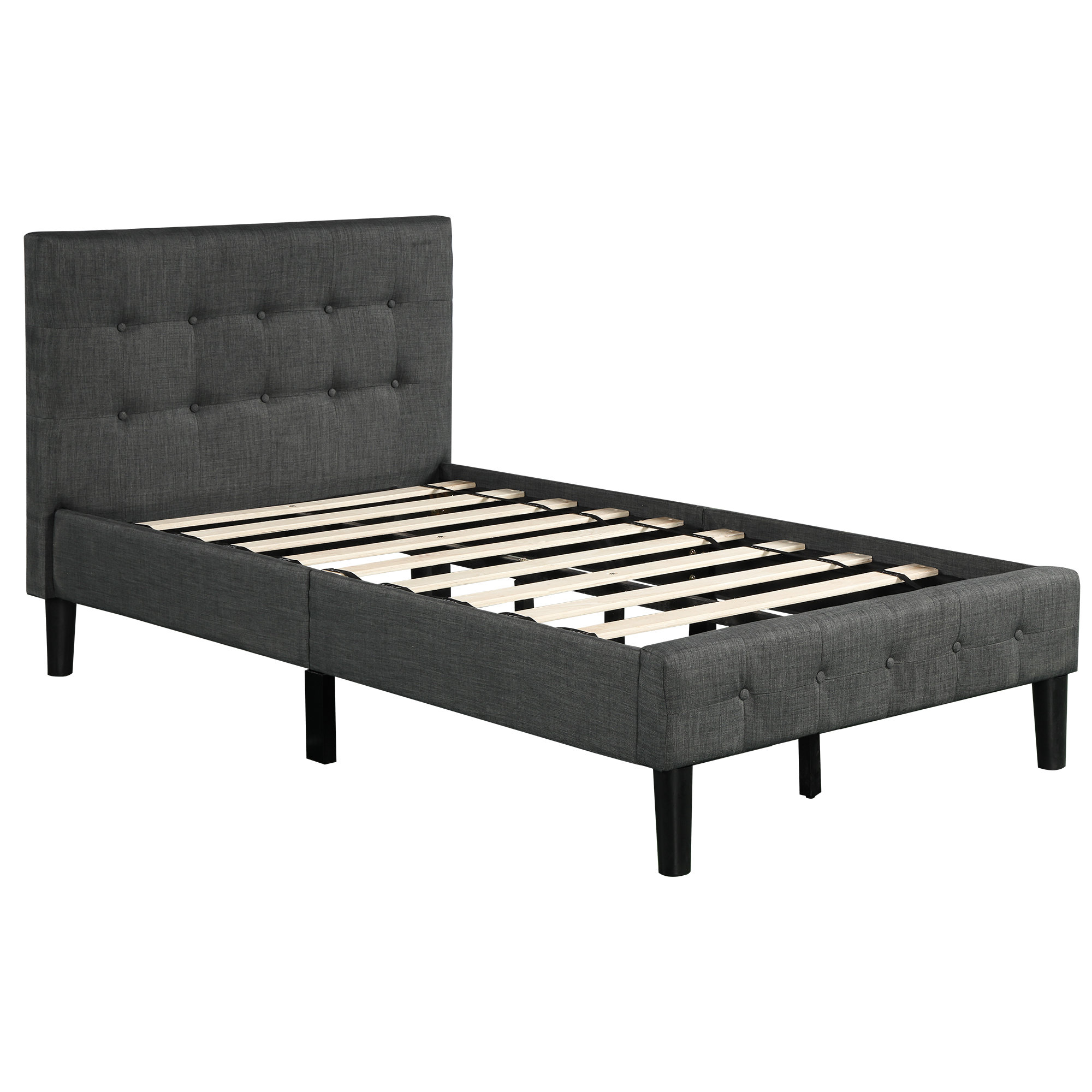 Latitude Run Dayani Twin Tufted Solid Wood And Upholstered Low Profile Platform Bed Wayfair