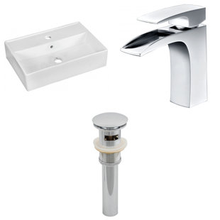 Go to store & view more images American Imaginations Ceramic Rectangular Vessel Bathroom Sink with Faucet and Overflow