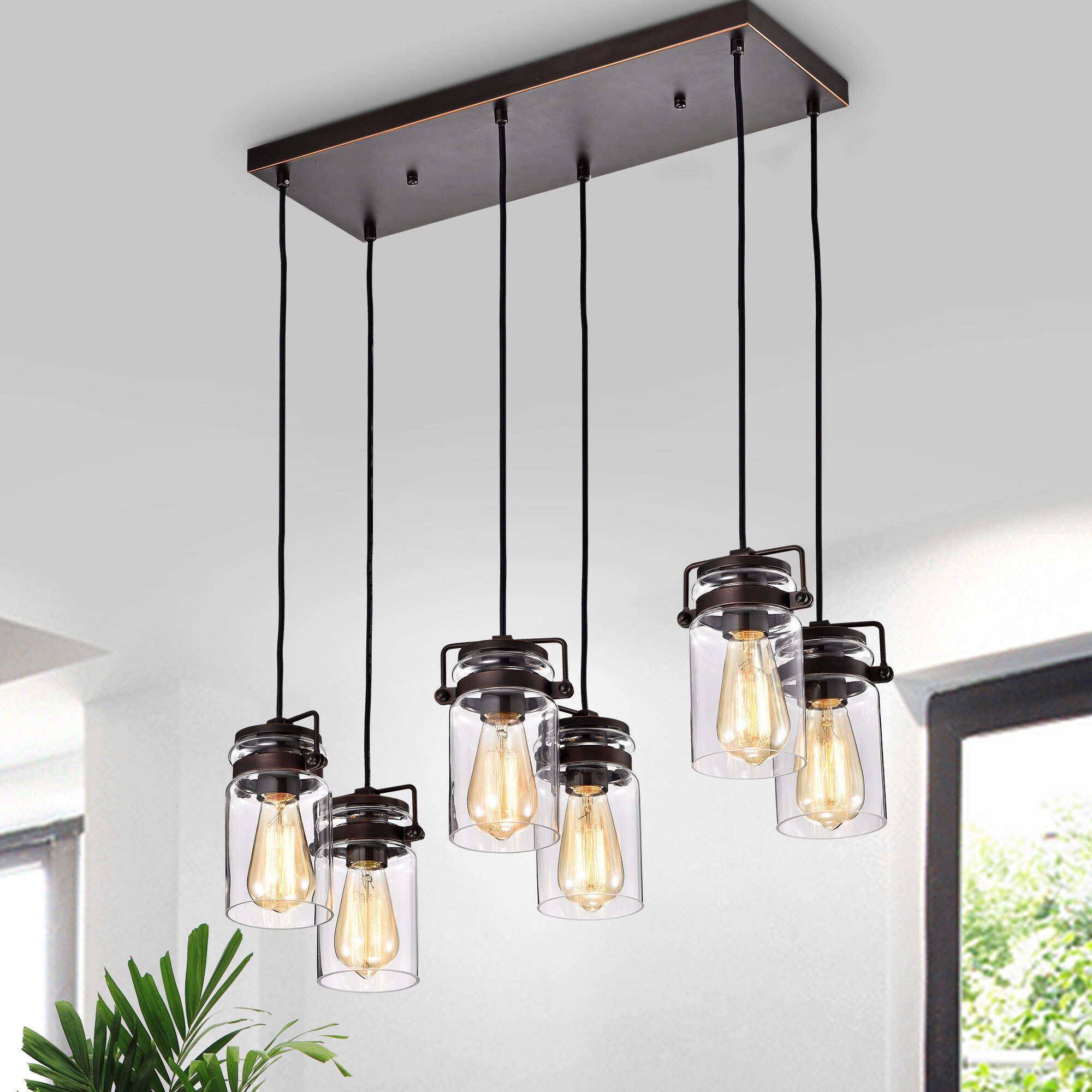 Breakwater Bay Meraz 6 Light Kitchen Island Linear Pendant Reviews Wayfair