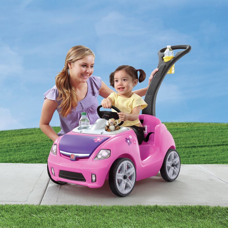 step2 whisper ride ii kids pink ride on push car