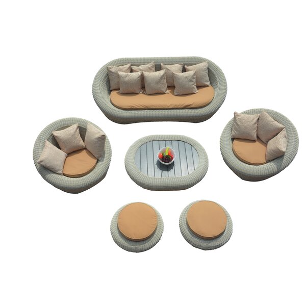 Bungalow Rose Golden 6 Piece Sofa Set With Cushions