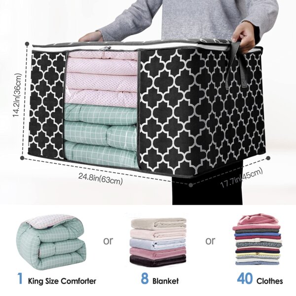 Clear Window Bedding Acecor Large Capacity Clothes Storage Bag Organizer with Reinforced Handle Thick Fabric for Comforters Blankets Foldable with Sturdy Zipper