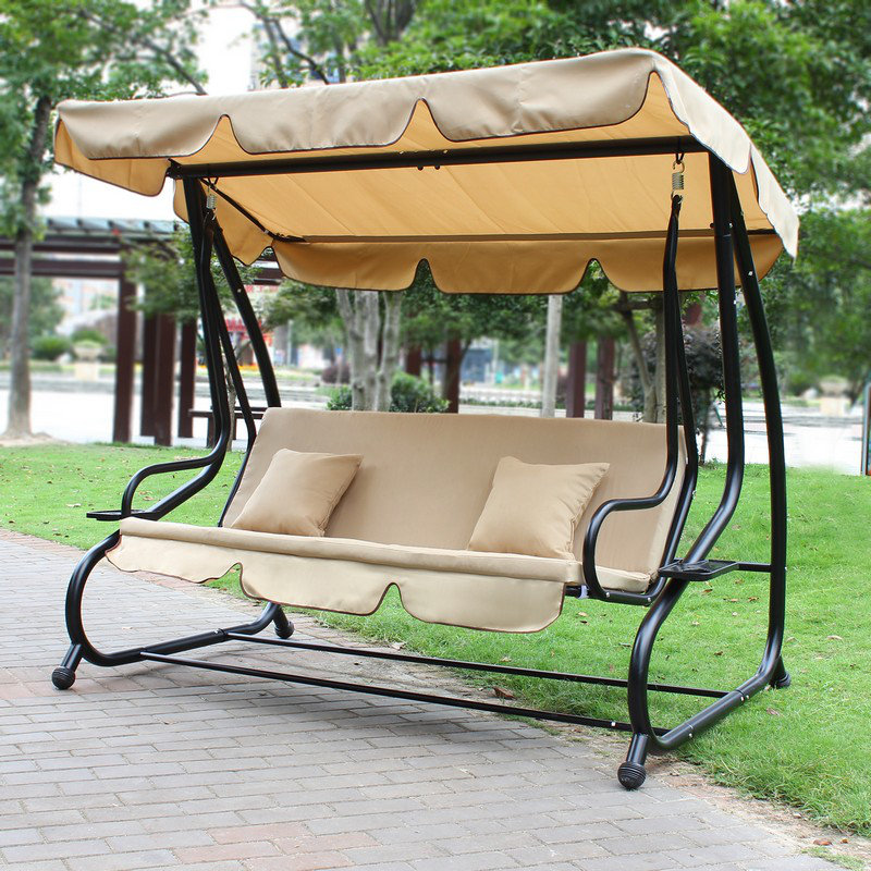 Homebeez Canopy Awning Outdoor Bench Porch Swing With Stand Wayfair