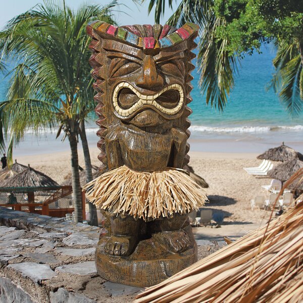 5 FT TALL Large 60" HAWAIIAN  BIG KAHUNA Tiki Mask Totem w Stand Tropical Decor 
