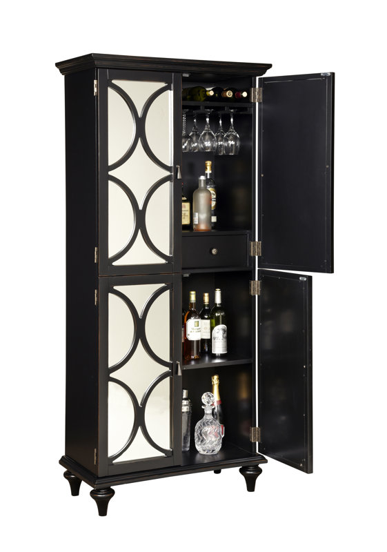 Willa Arlo Interiors Ingram Tall Mirrored Wine Bar Cabinet Ingram Tall Mirrored Wine Bar Cabinet