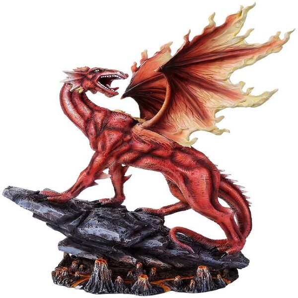 Trinx Ferocious Elemental Protector Dragon Fire Figurine | Wayfair